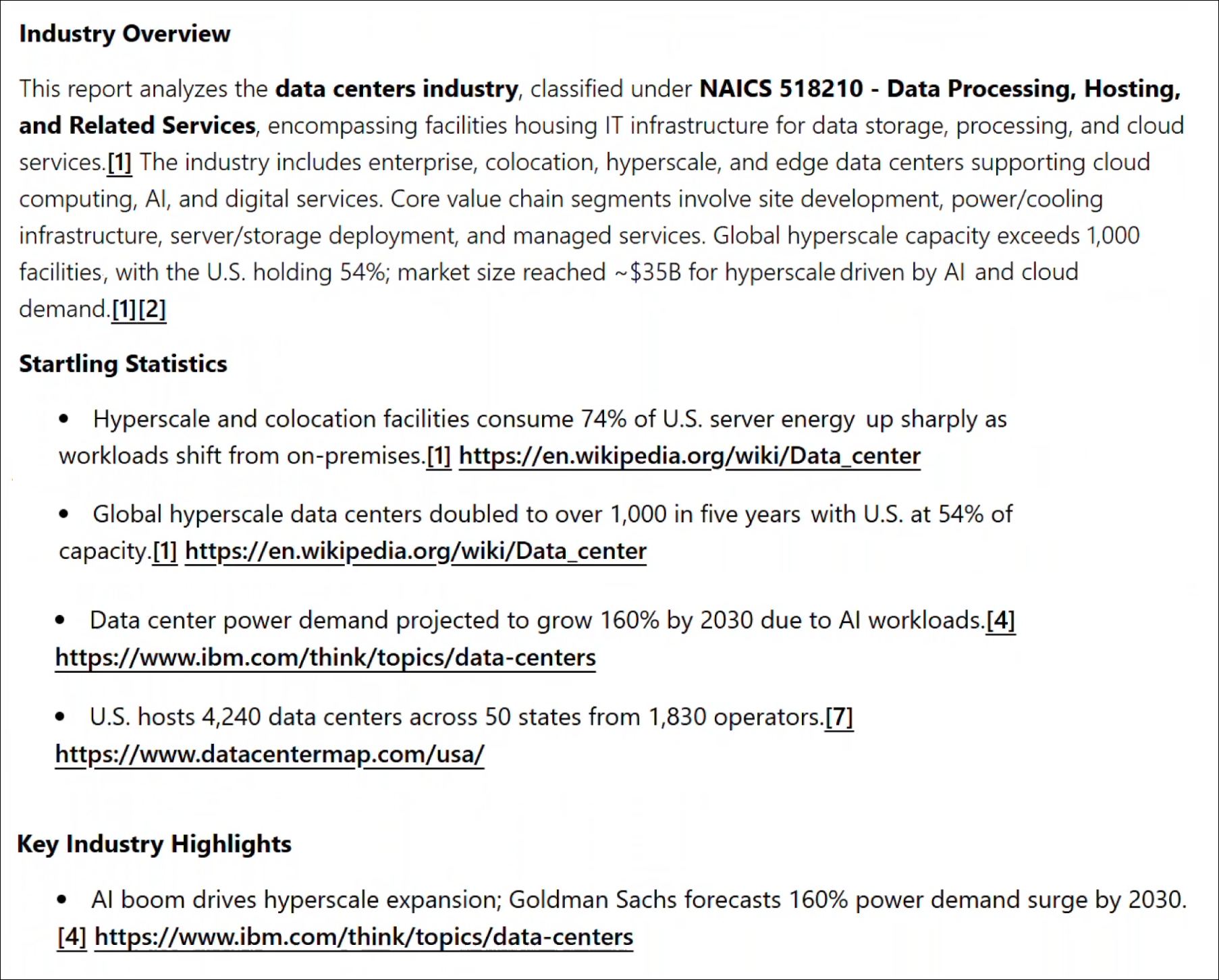 Industry Analysis results with cited statistics, customer concerns, and regulatory landscape